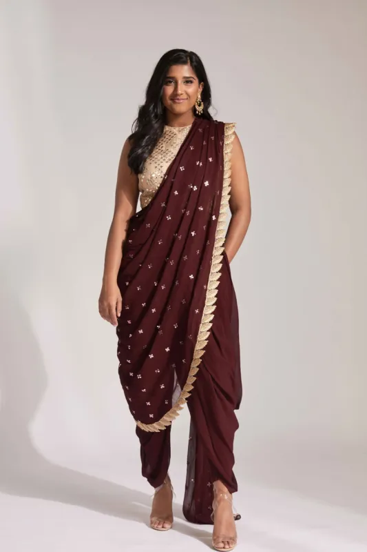 Tara Dhoti (Burgundy) sold by Sani