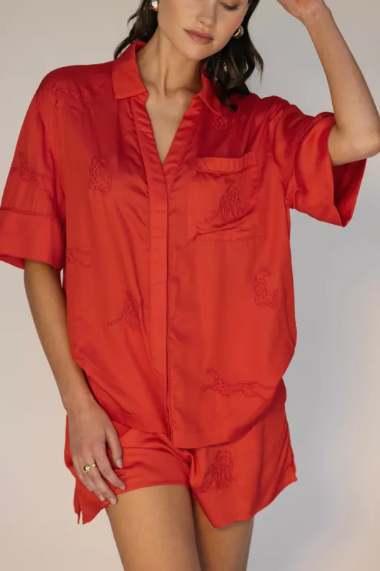 Leopard Shorts Set - Fiery Red sold by Sani