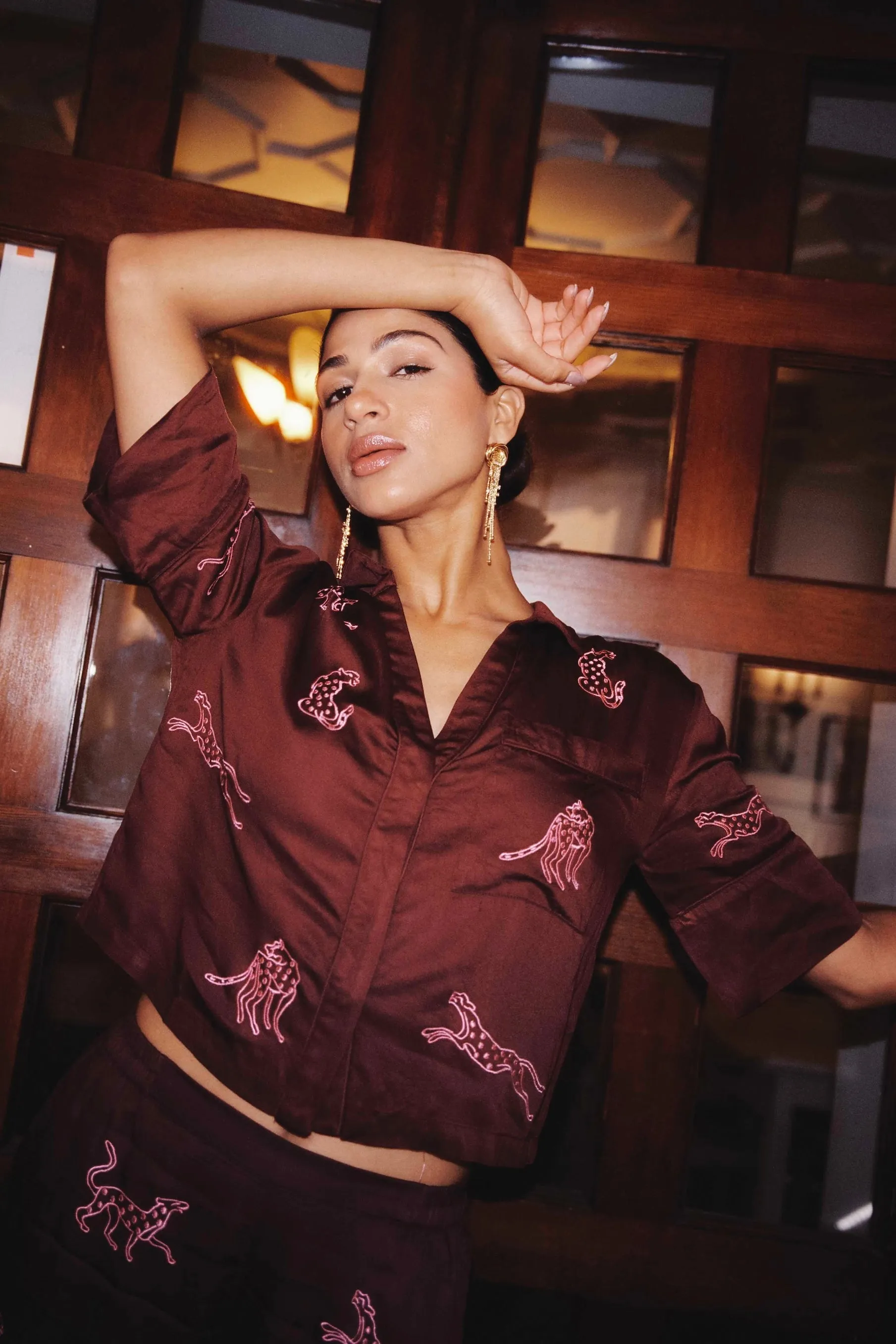 Leopard Loungewear Set - Burgundy sold by Sani product image thumbnail 2