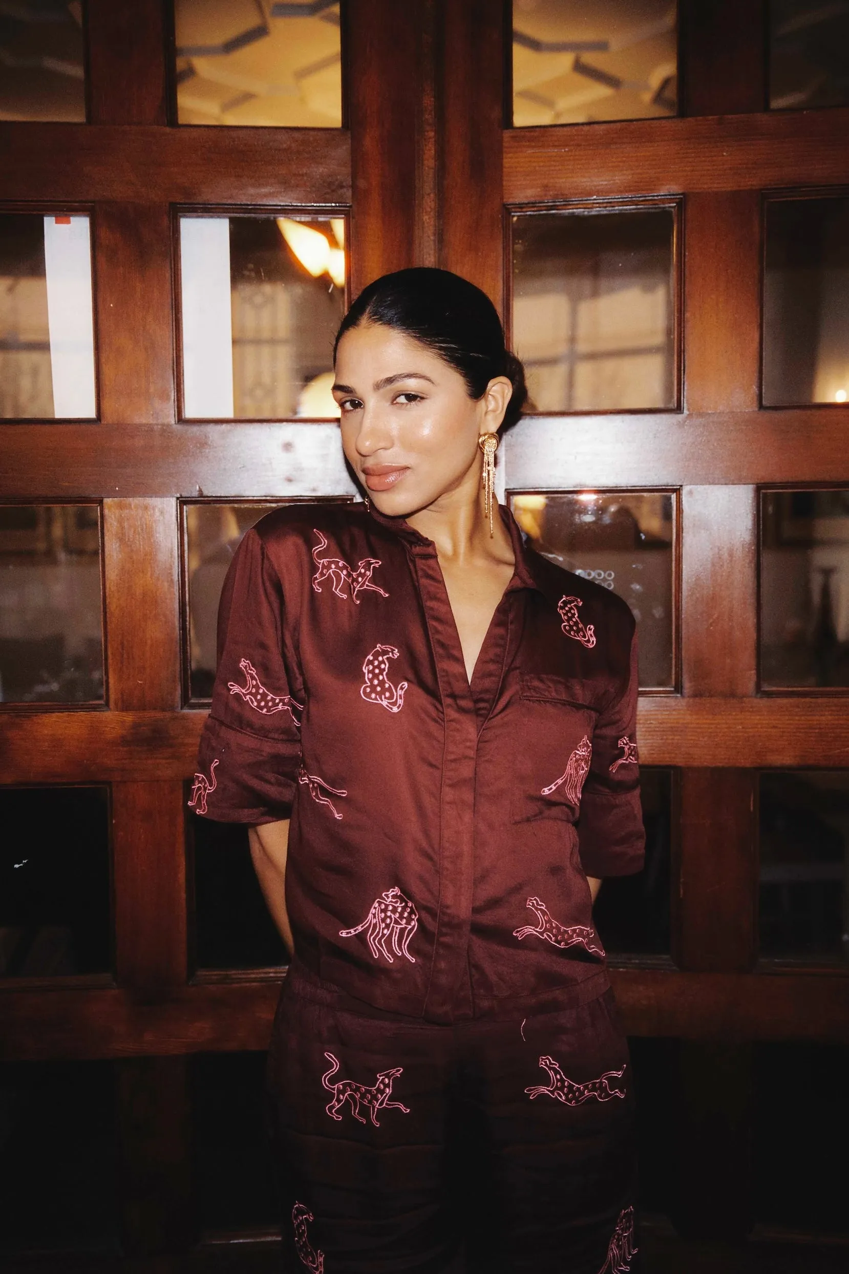 Leopard Loungewear Set - Burgundy sold by Sani product image thumbnail 3