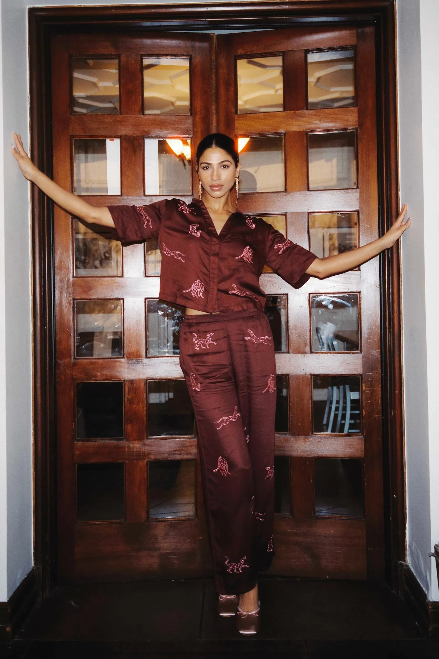 Leopard Loungewear Set - Burgundy sold by Sani