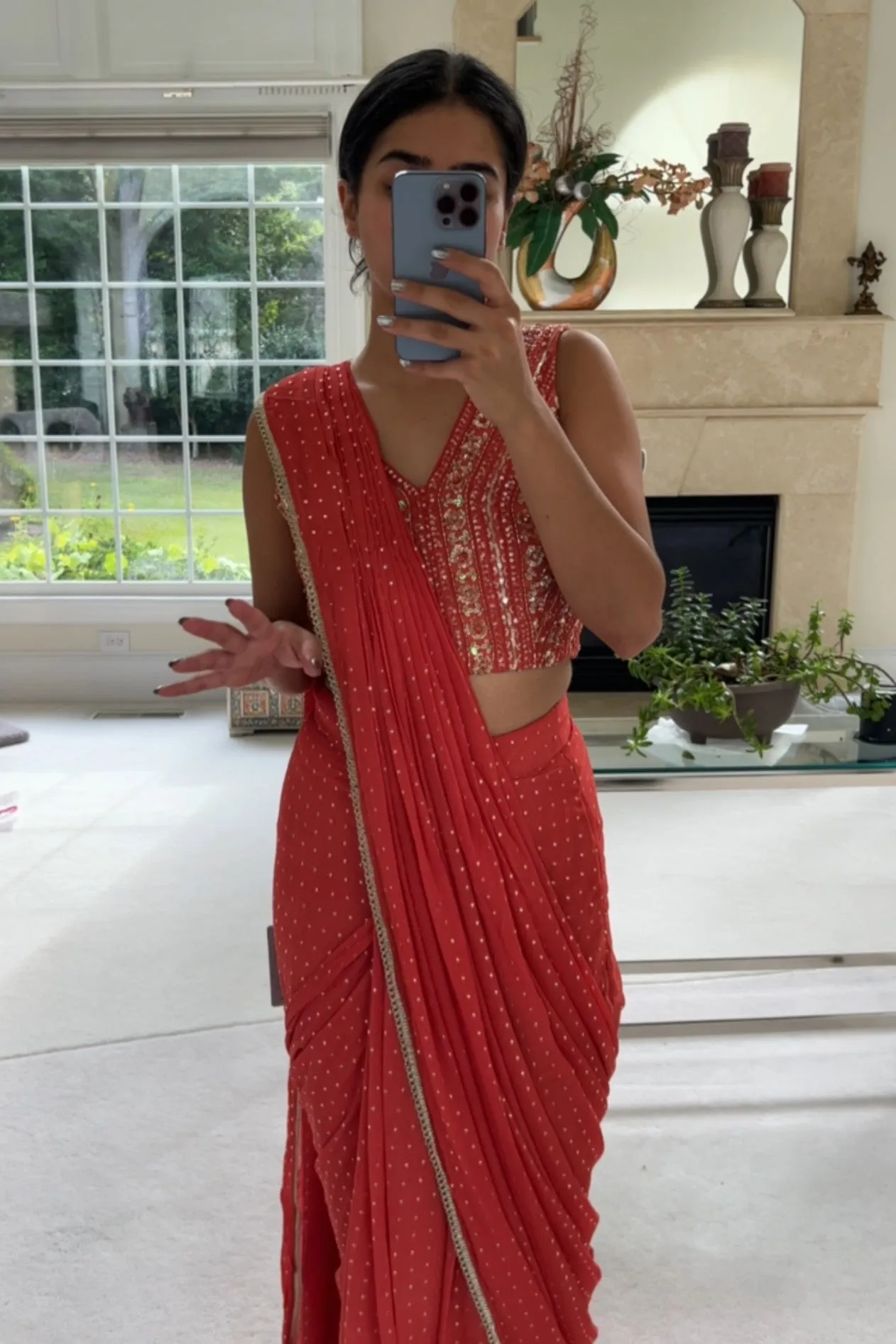 Zian Drape Saree (Paprika) sold by Sani