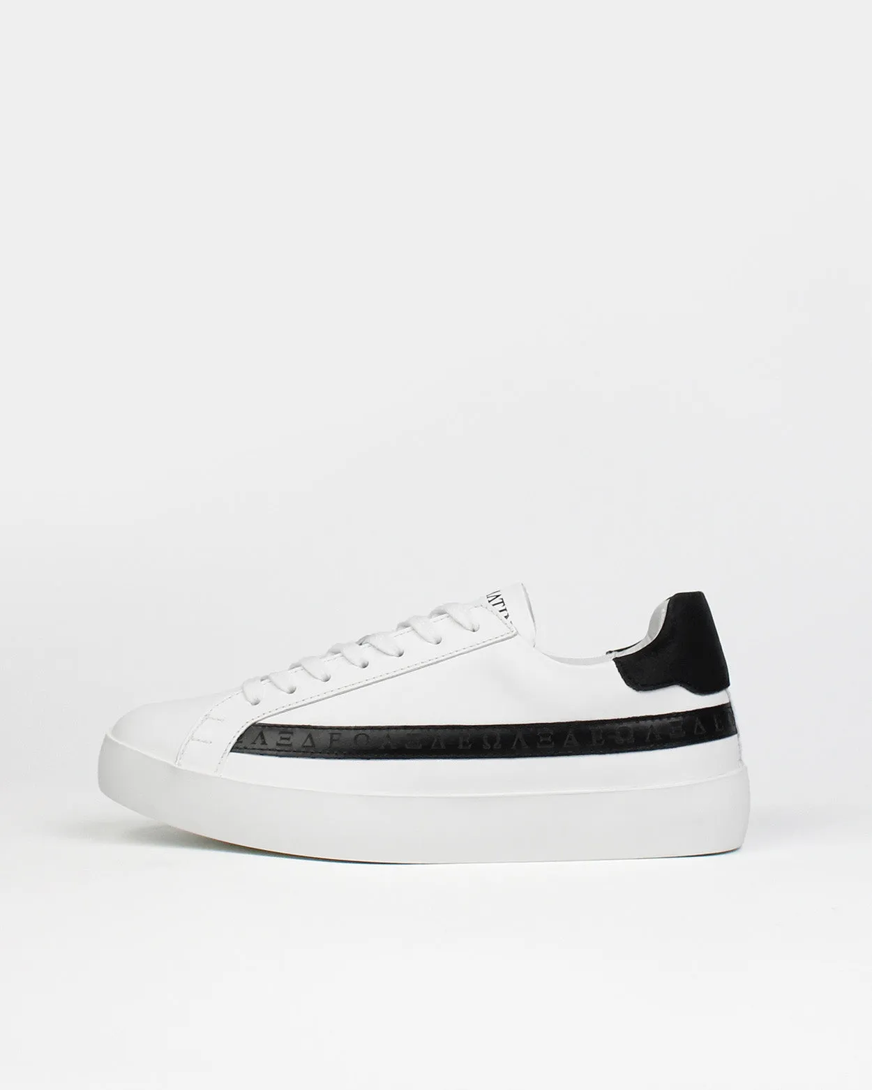 Olympus Low Top Sneakers - White Leather & Black Nubuck Leather sold by SANS MATIN product image thumbnail 4