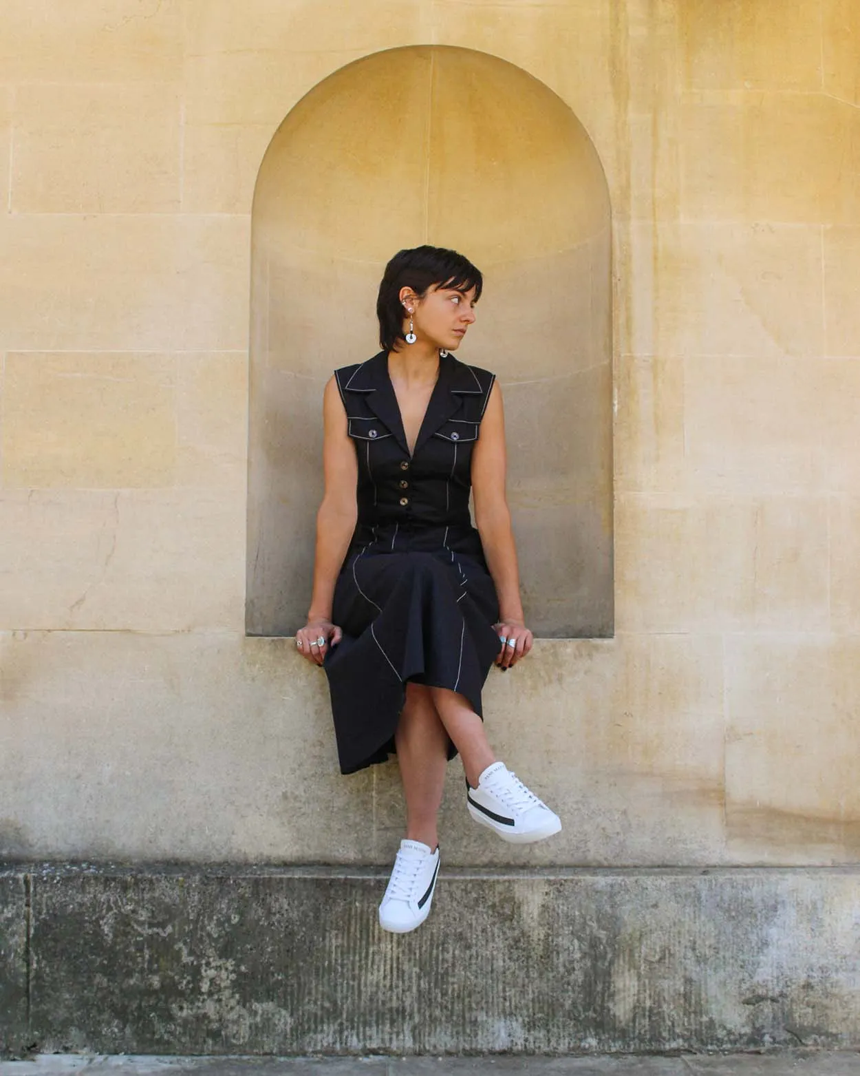 Olympus Low Top Sneakers - White Leather & Black Nubuck Leather sold by SANS MATIN product image thumbnail 2