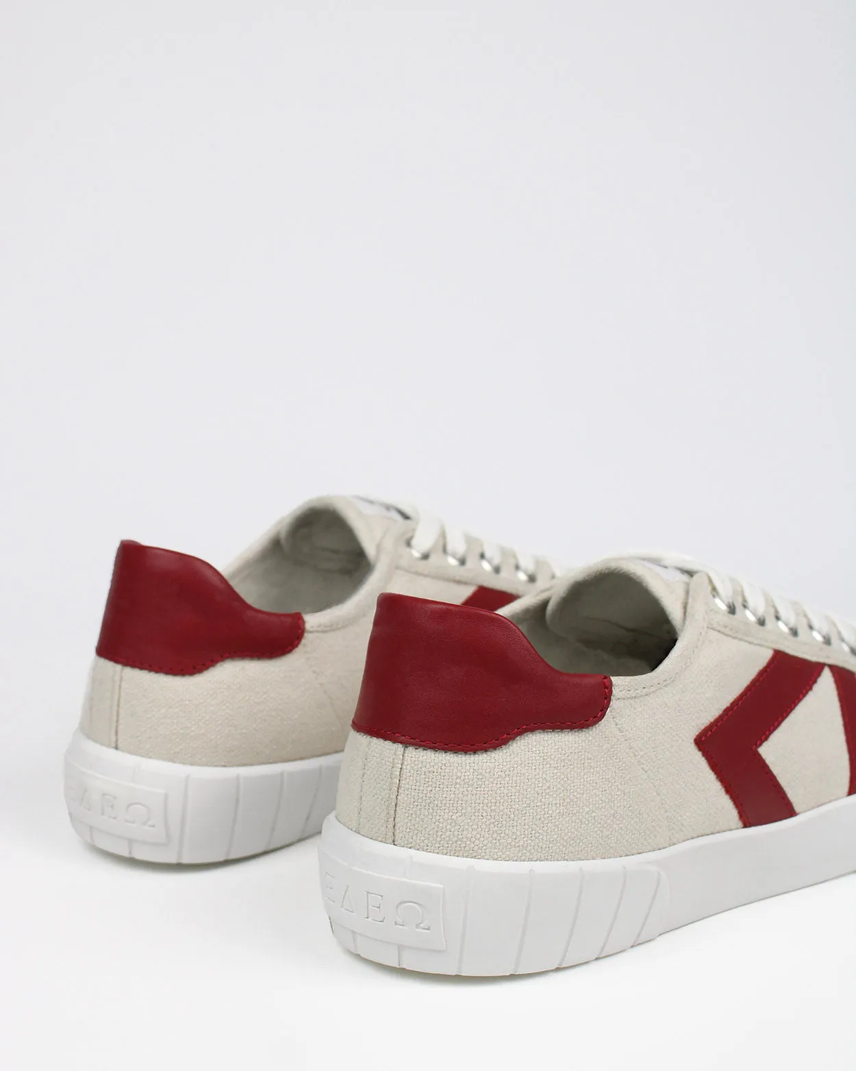 Helios Low Top Sneakers - Beige Canvas & Red Leather sold by SANS MATIN product image thumbnail 5