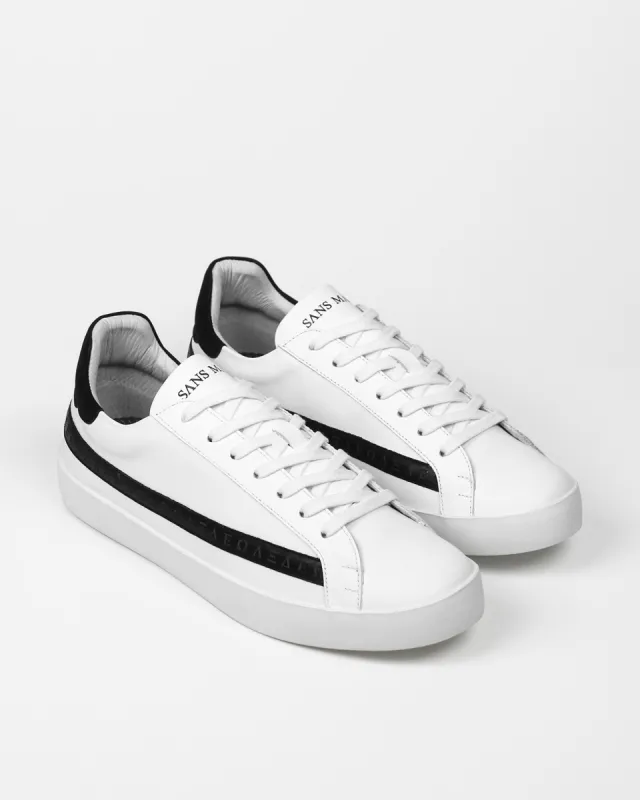 Olympus Low Top Sneakers - White Leather & Black Nubuck Leather sold by SANS MATIN