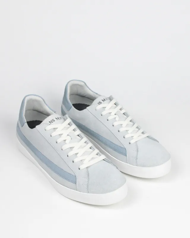 Olympus Low Top Sneakers - Grey Suede & Sky Blue Nubuck Leather sold by SANS MATIN