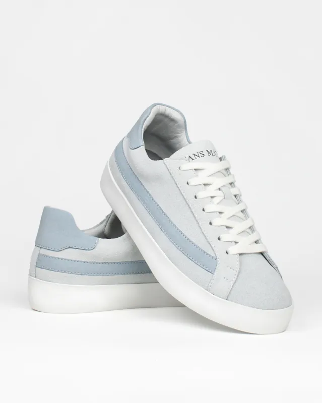 Olympus Low Top Sneakers - Grey Suede & Sky Blue Nubuck Leather sold by SANS MATIN