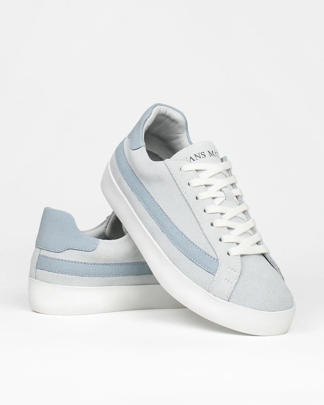 Olympus Low Top Sneakers - Grey Suede & Sky Blue Nubuck Leather sold by SANS MATIN