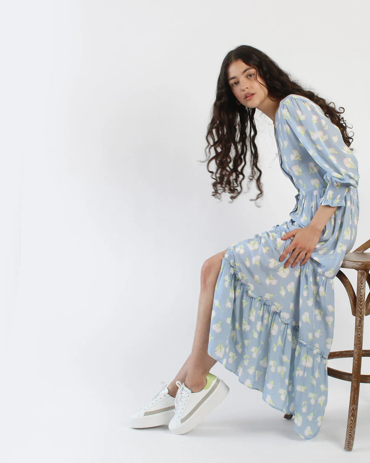 Gaia Platform Sneakers - White, Grey & Lime-Yellow Pebbled Leather sold by SANS MATIN product image thumbnail 3