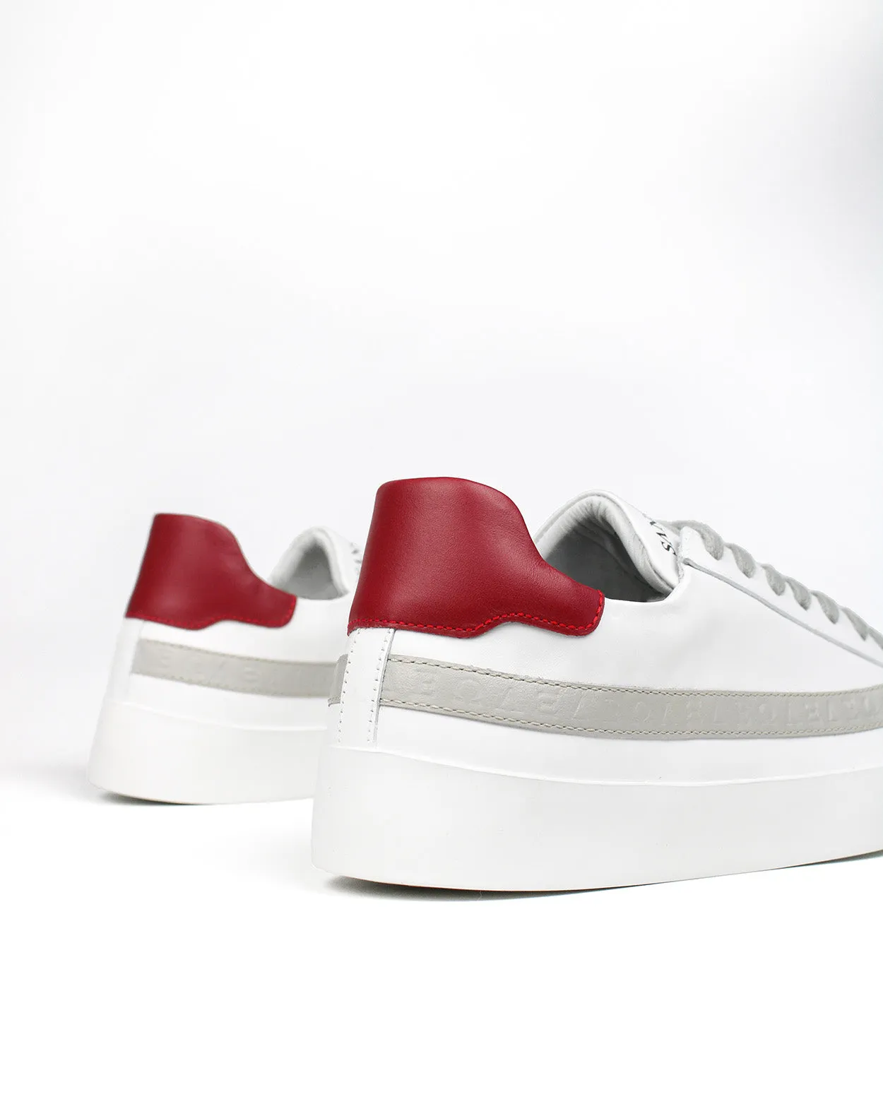 Olympus Low Top Sneakers - White, Red & Grey Leather sold by SANS MATIN product image thumbnail 5