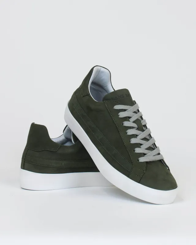 Olympus Low Top Sneakers - Khaki Nubuck Leather sold by SANS MATIN