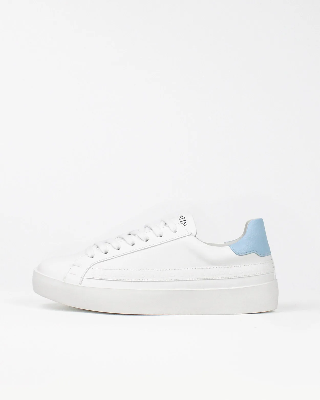 Olympus Low Top Sneakers - White & Baby Blue Pebbled Leather sold by SANS MATIN product image thumbnail 4