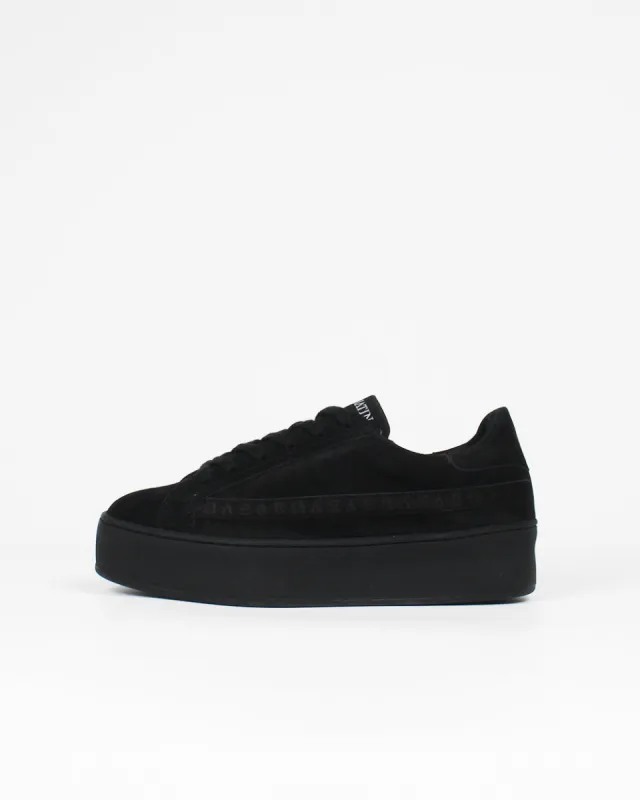 Gaia Platform Sneakers - Black Nubuck Leather sold by SANS MATIN