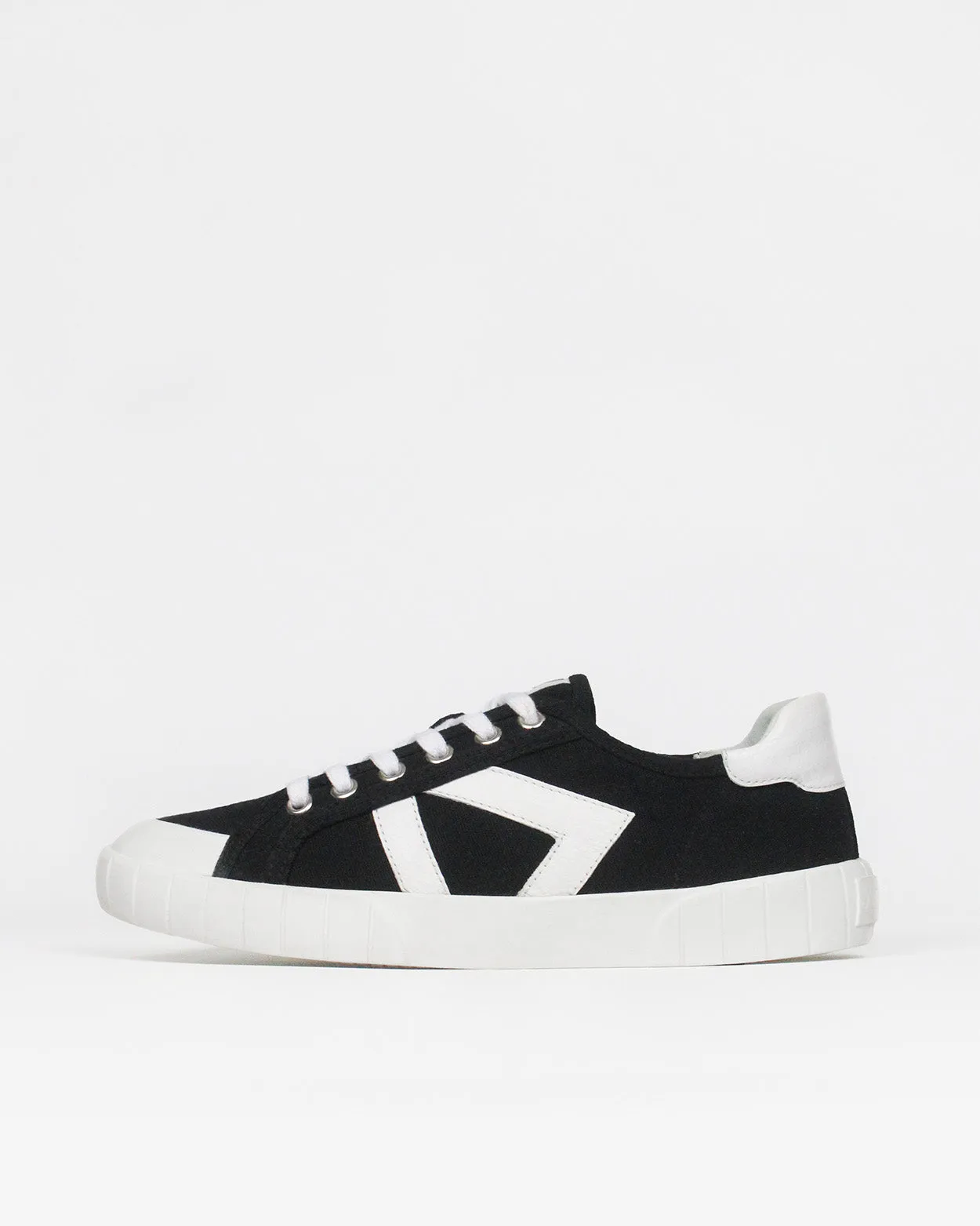 Helios Low Top Sneakers - Black Canvas & White Leather sold by SANS MATIN