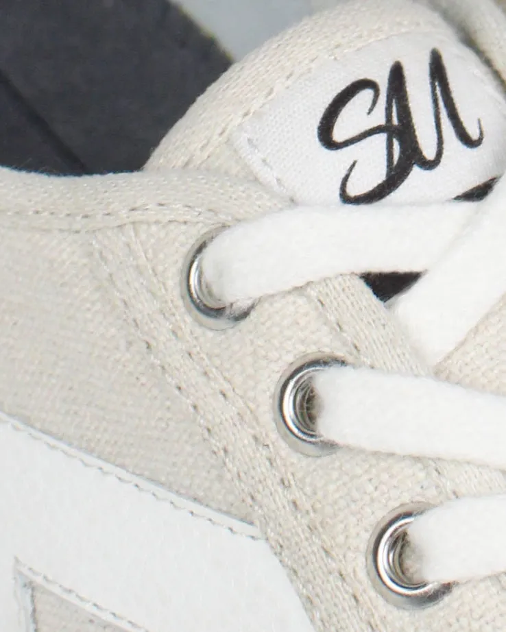 Helios Low Top Sneakers - Beige Canvas & White Leather sold by SANS MATIN product image thumbnail 4