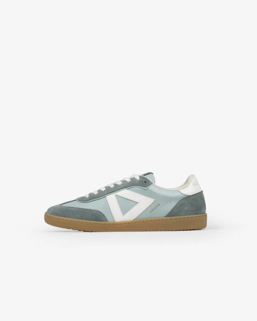 Hera Low Top Trainers - Soft Teal Leather & Denim Blue Suede sold by SANS MATIN