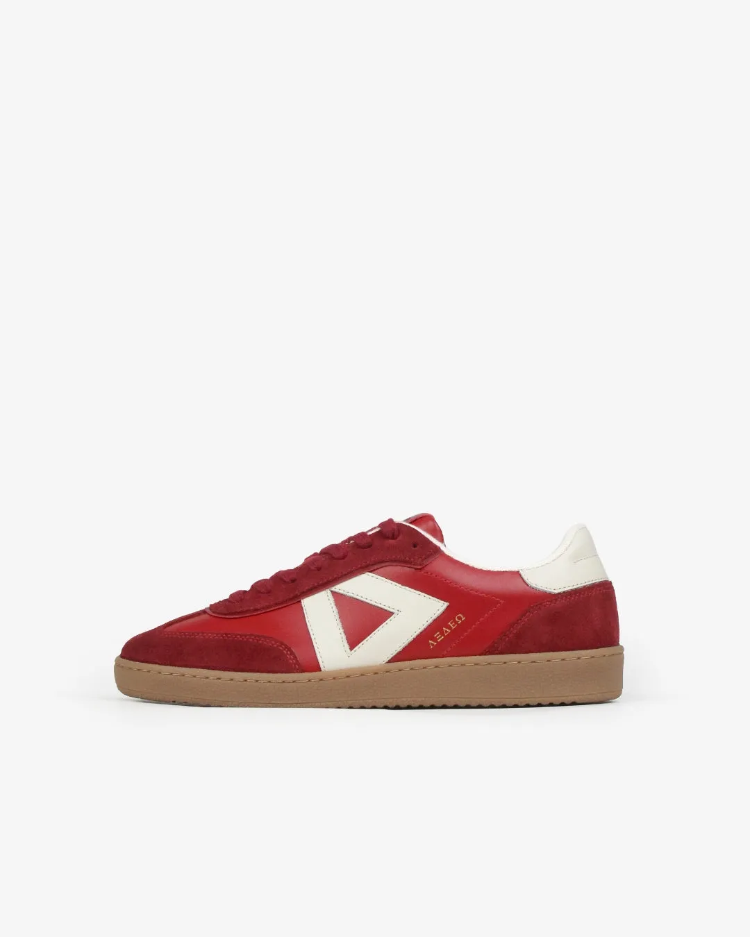 Hera Low Top Trainers - Scarlet Red Leather & Suede sold by SANS MATIN