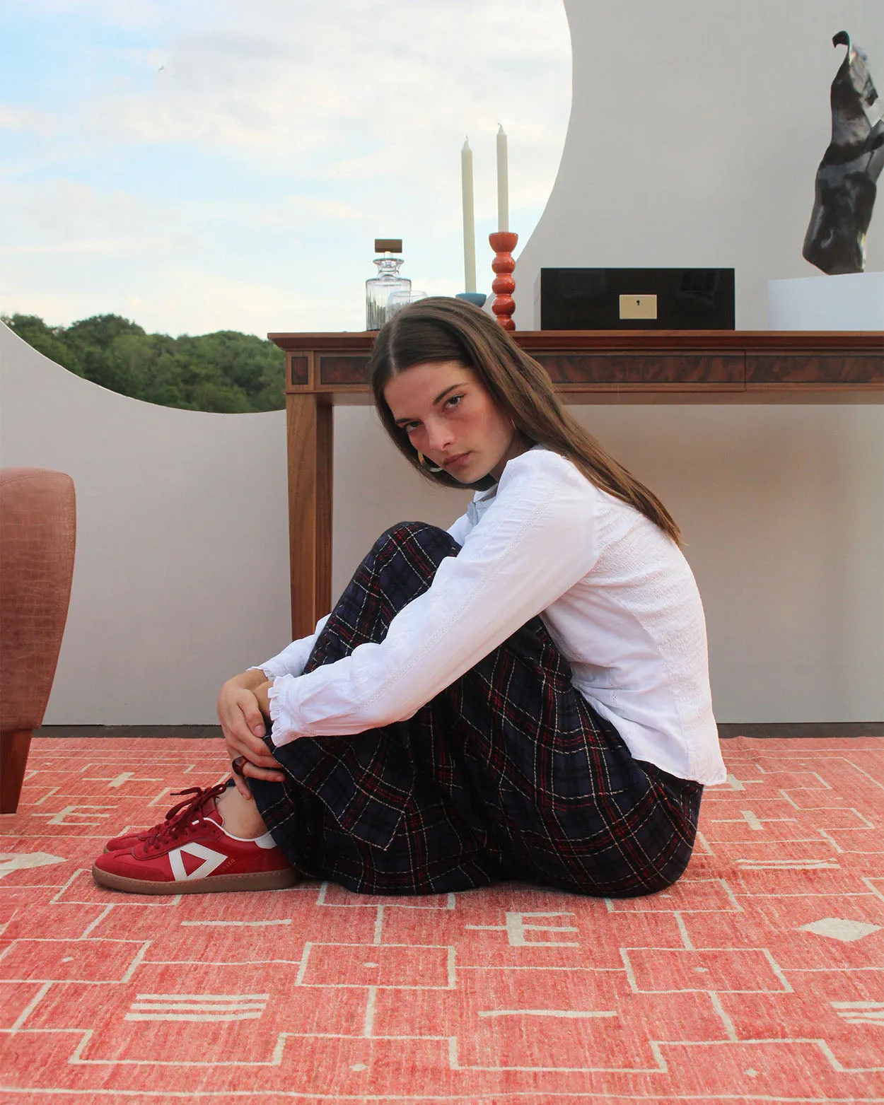 Hera Low Top Trainers - Scarlet Red Leather & Suede sold by SANS MATIN product image thumbnail 2