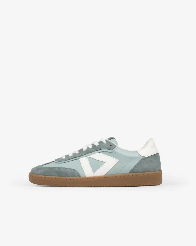 Hera Low Top Trainers - Soft Teal Leather & Denim Blue Suede sold by SANS MATIN
