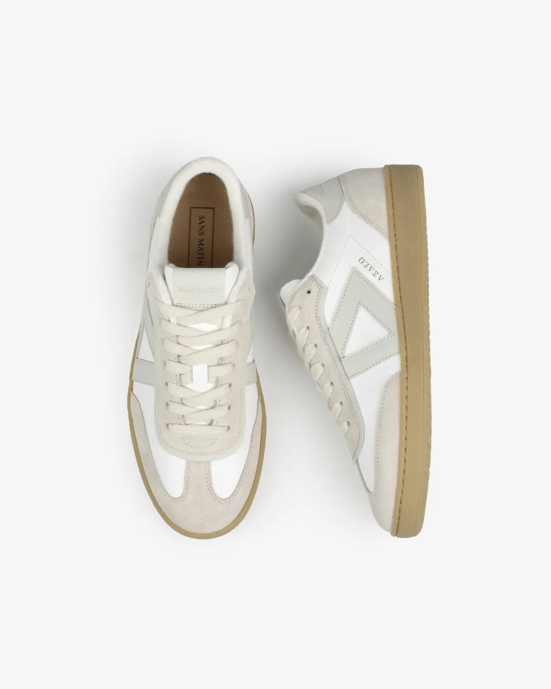 Hera Low Top Trainers - White Leather & Taupe Suede sold by SANS MATIN product image thumbnail 3