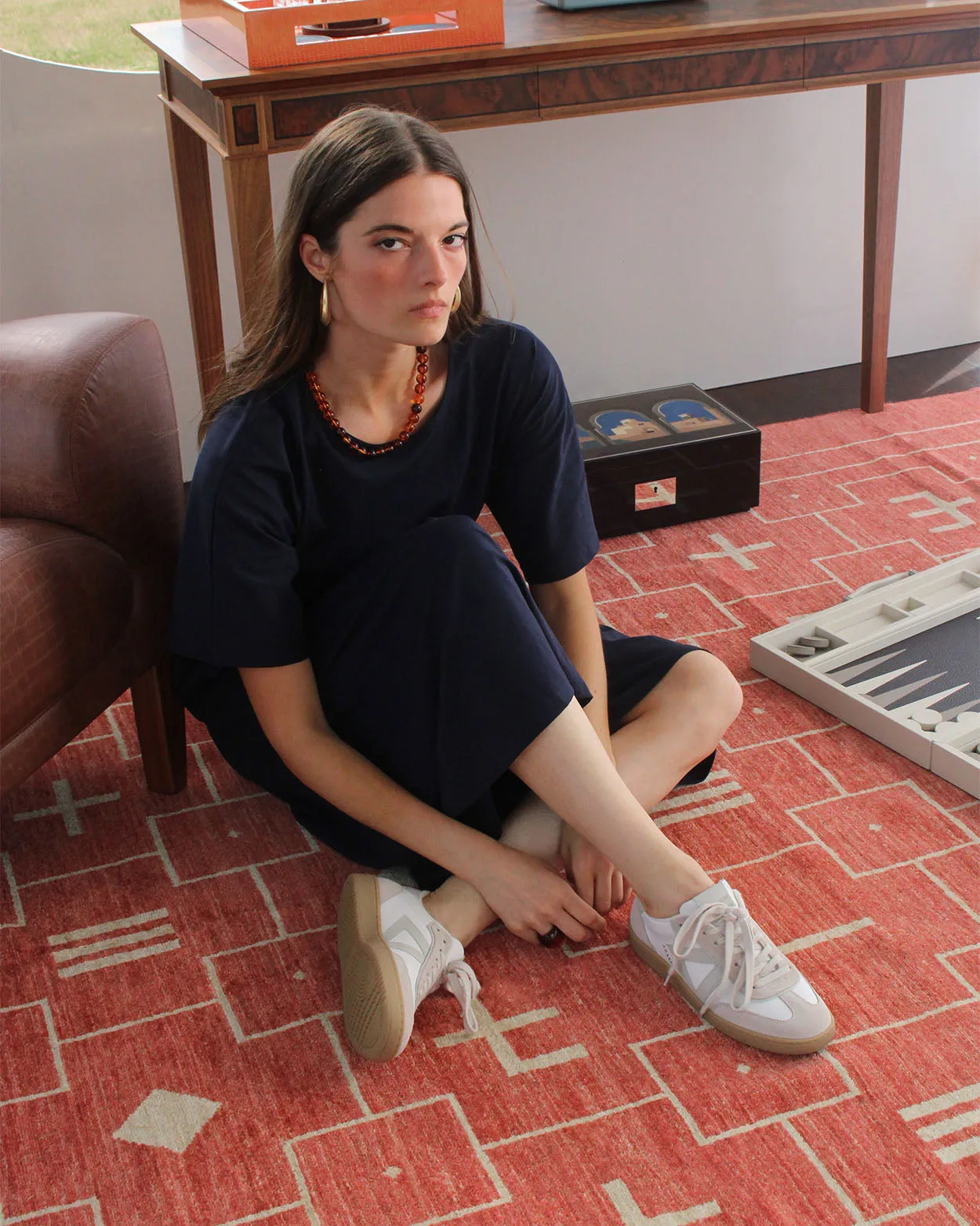 Hera Low Top Trainers - White Leather & Taupe Suede sold by SANS MATIN product image thumbnail 2