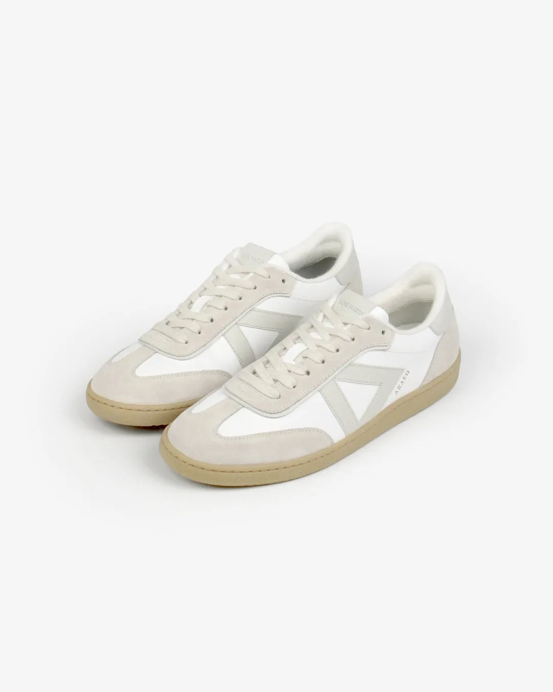 Hera Low Top Trainers - White Leather & Taupe Suede sold by SANS MATIN product image thumbnail 5