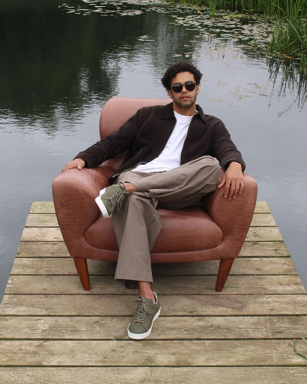 AW25 Limited Edition Olympus Low Top Sneakers - Khaki Nubuck Leather sold by SANS MATIN product image thumbnail 2