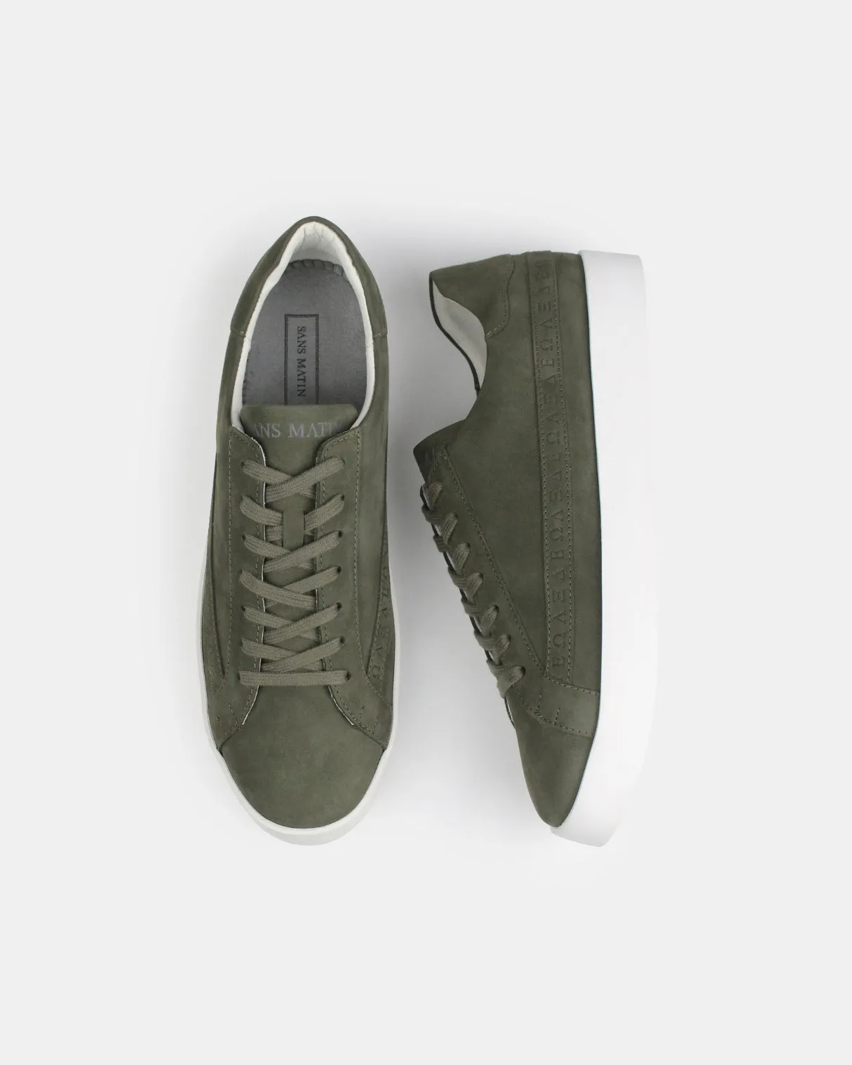 AW25 Limited Edition Olympus Low Top Sneakers - Khaki Nubuck Leather sold by SANS MATIN product image thumbnail 4