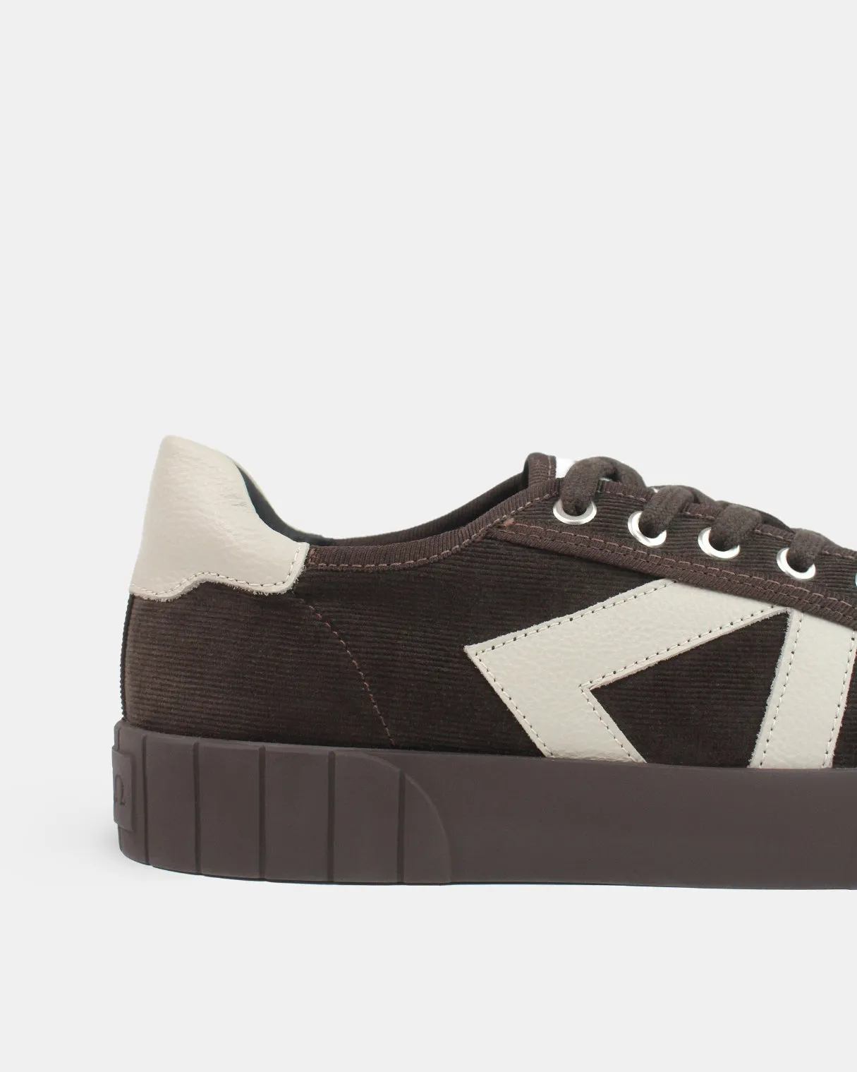 AW25 Limited Edition Helios Low Top Sneakers - Chocolate Corduroy & Stone Pebbled Leather sold by SANS MATIN product image thumbnail 4