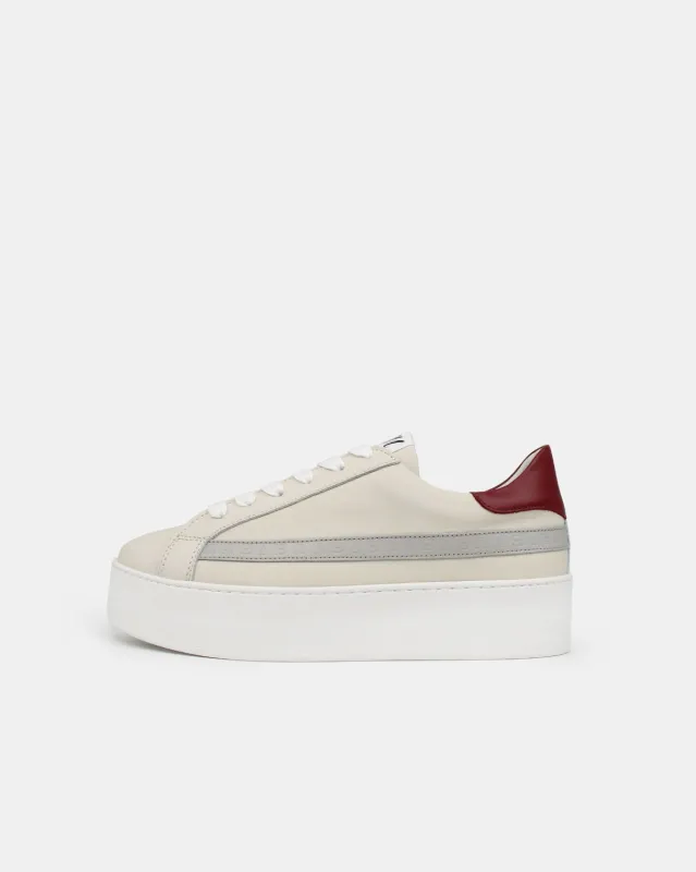 AW25 Limited Edition Gaia Platform Sneakers - Stone, Red & Grey Leather sold by SANS MATIN