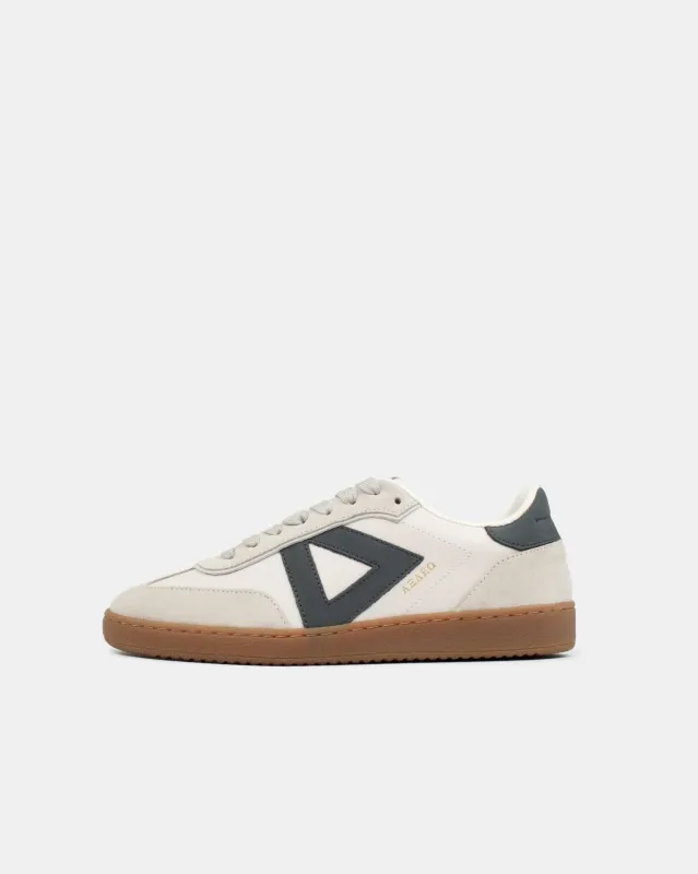Hera Low Top Sneakers - Stone Leather & Denim Blue Nubuck Leather sold by SANS MATIN