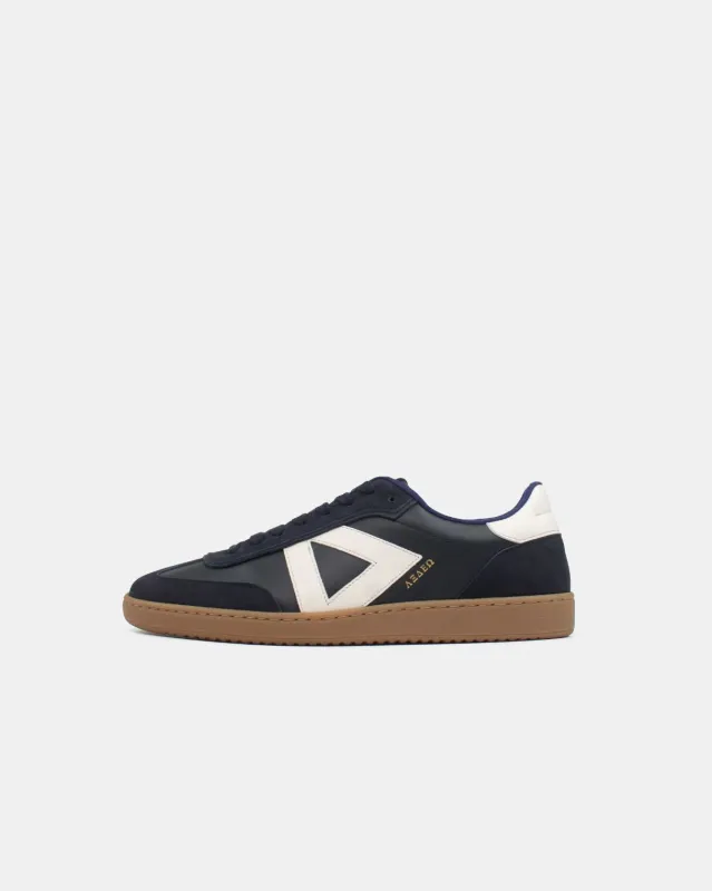 Hera Low Top Sneakers - Midnight Blue & Stone Leather sold by SANS MATIN