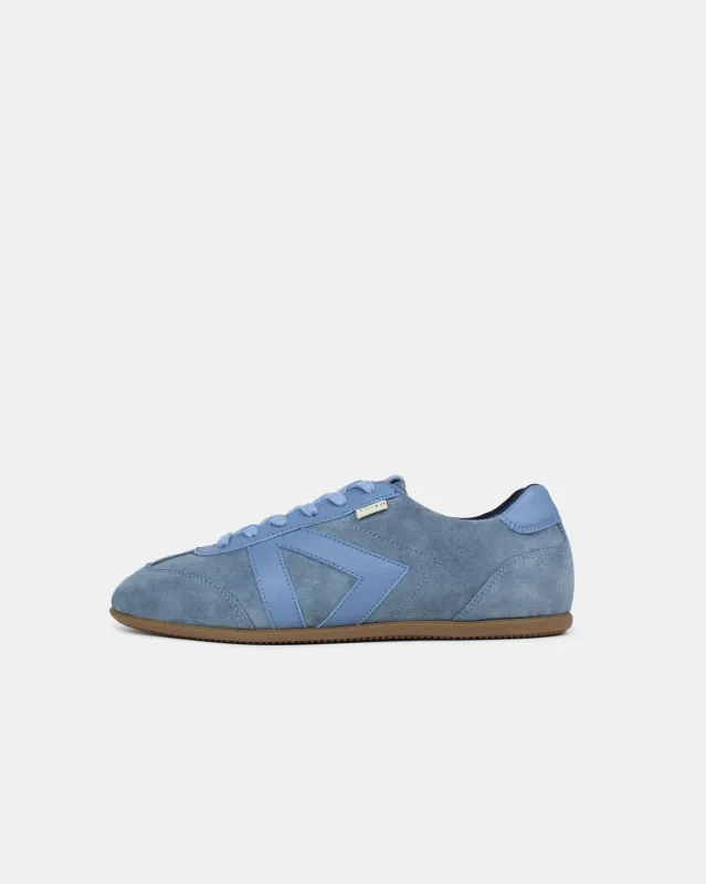 Iris Low Top Sneakers - Denim Blue Suede & Leather made by SANS MATIN
