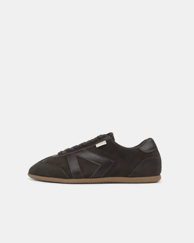 Iris Low Top Sneakers - Chocolate Brown Suede & Leather made by SANS MATIN