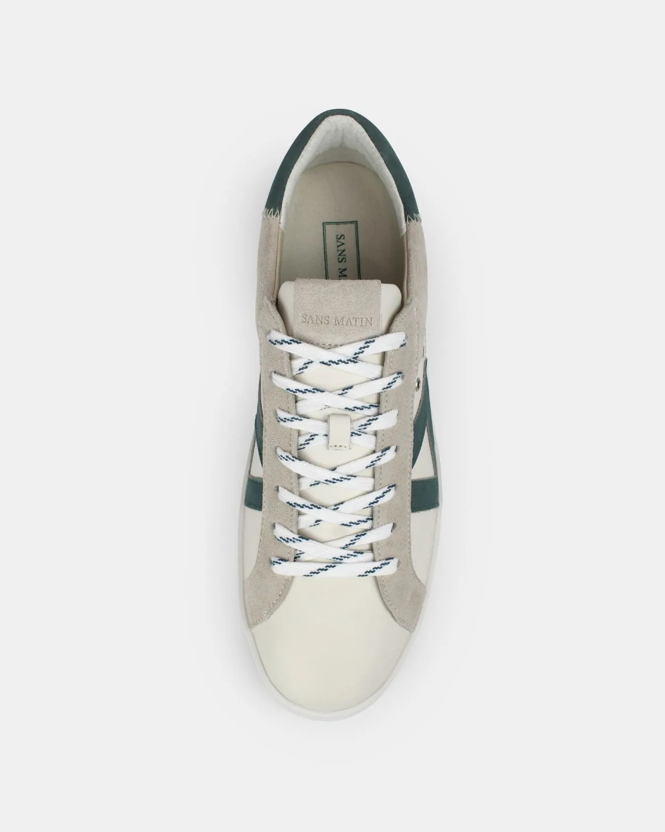 Nyx 01 Low Top Sneakers - Pale Taupe Suede & Teal Green Nubuck Leather sold by SANS MATIN product image thumbnail 4