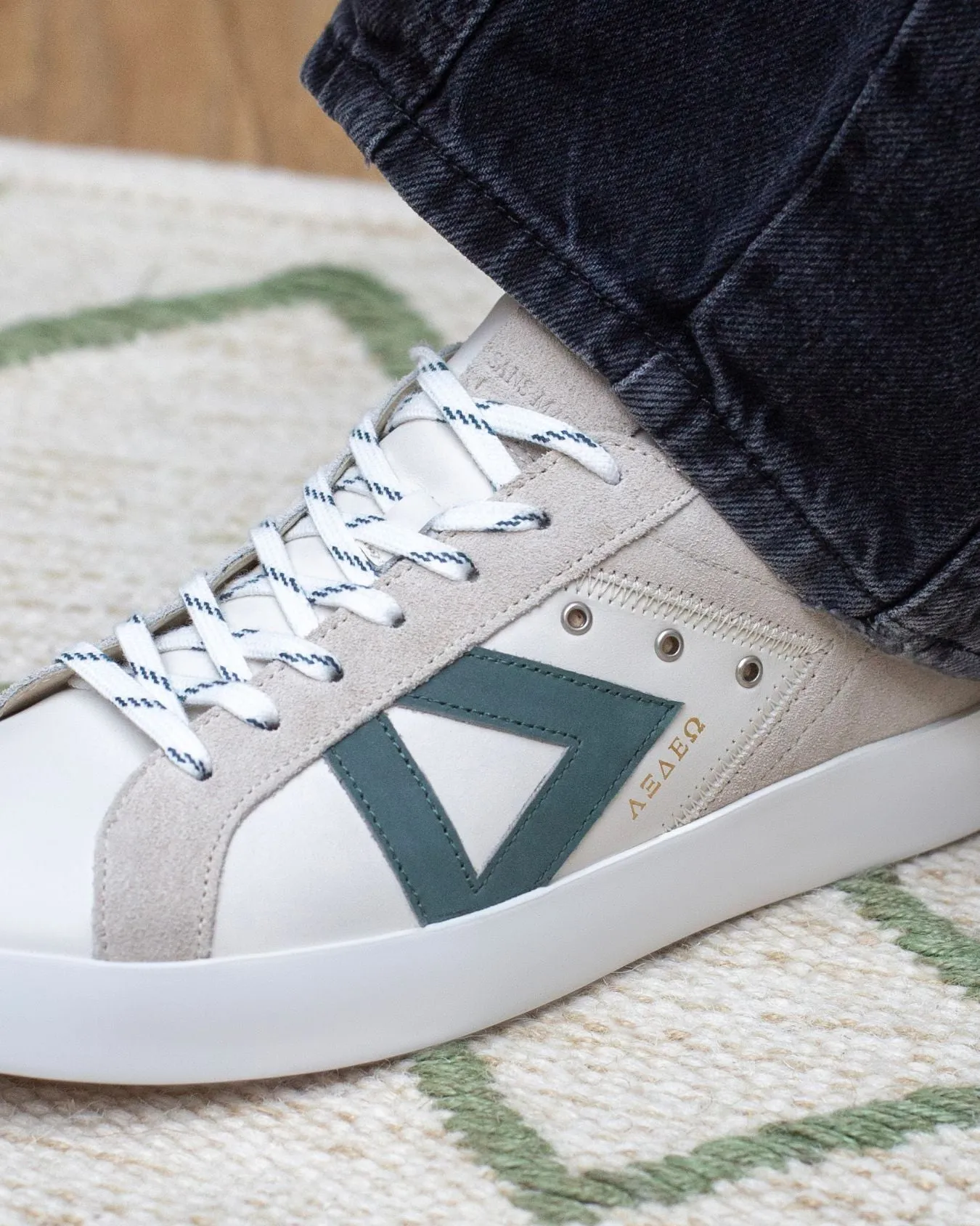 Nyx 01 Low Top Sneakers - Pale Taupe Suede & Teal Green Nubuck Leather sold by SANS MATIN product image thumbnail 3