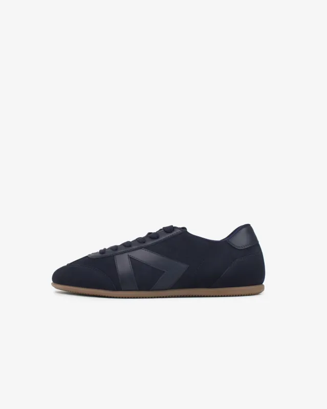 Iris Low Top Sneakers - Midnight Blue Nubuck Leather made by SANS MATIN