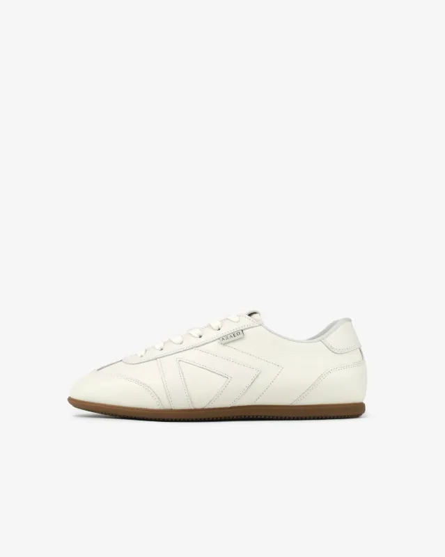 Iris Low Top Sneakers - Stone Pebbled Leather made by SANS MATIN