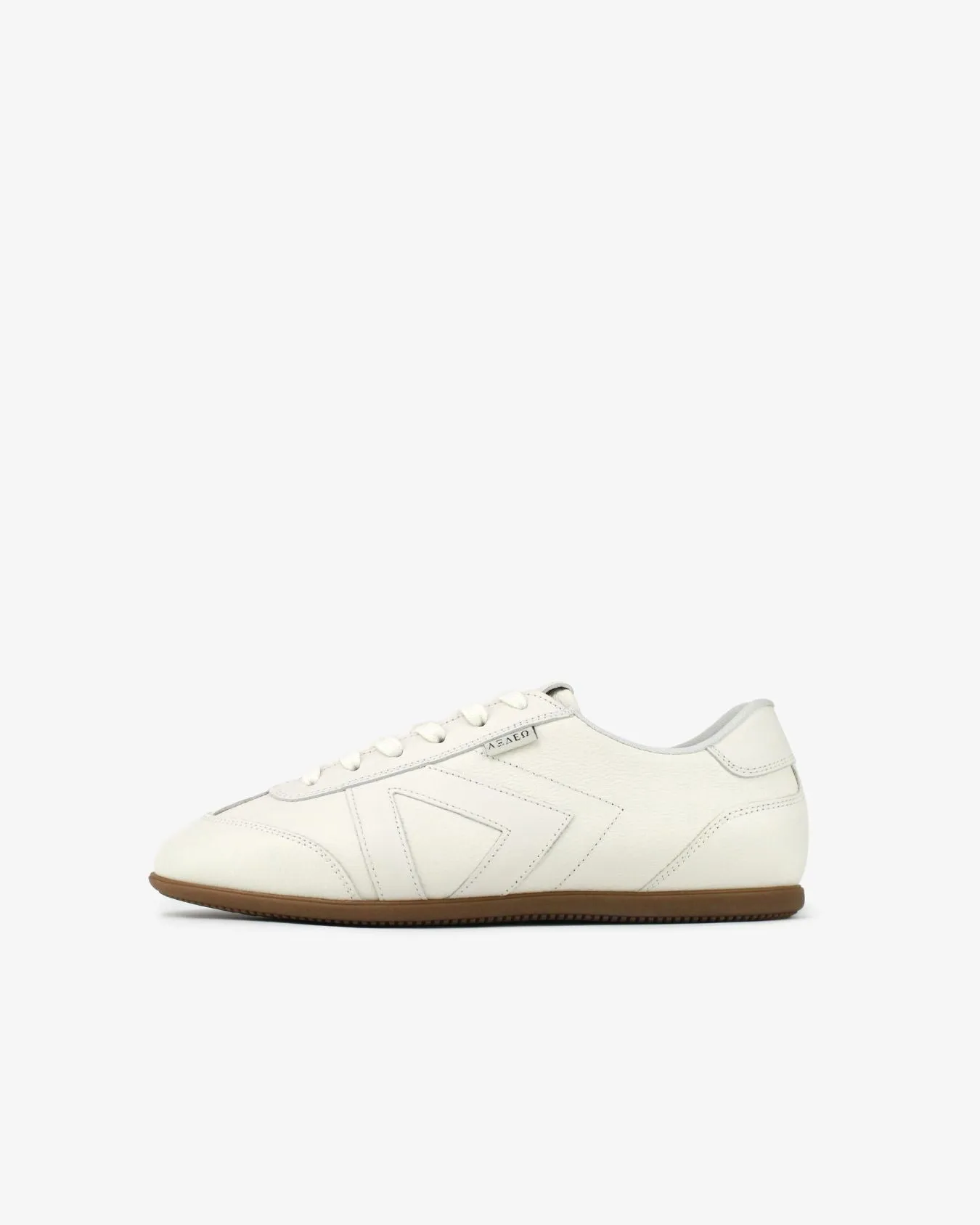 Iris Low Top Sneakers - Stone Pebbled Leather sold by SANS MATIN
