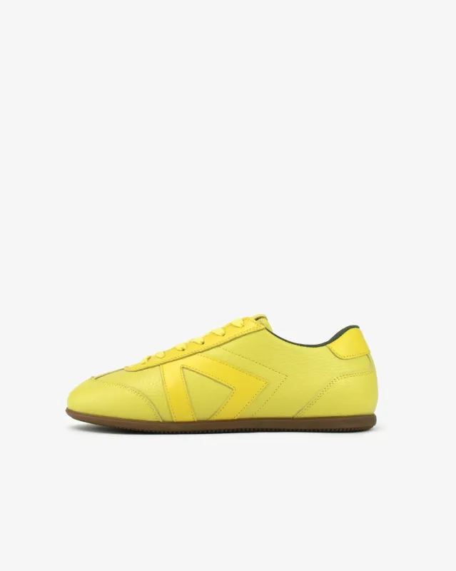 Iris Low Top Sneakers - Lemon Yellow Pebbled Leather made by SANS MATIN