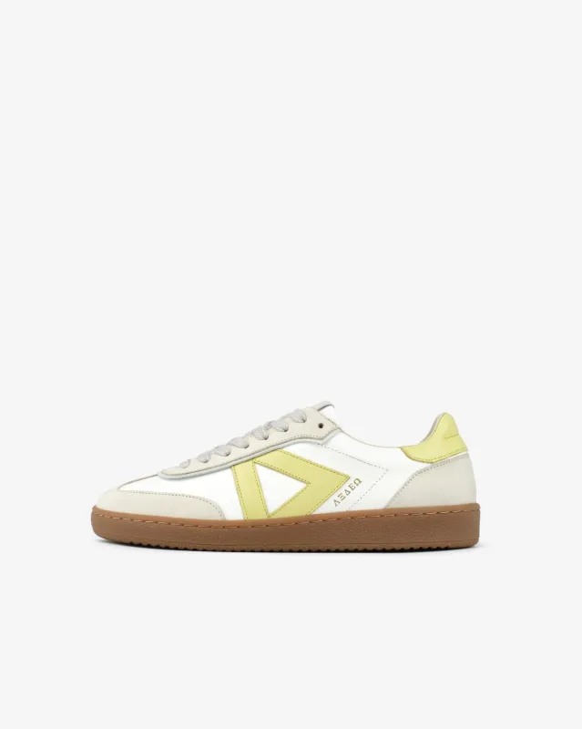 Hera Low Top Sneakers - White Leather, Taupe Nubuck Leather & Butter Yellow Leather made by SANS MATIN