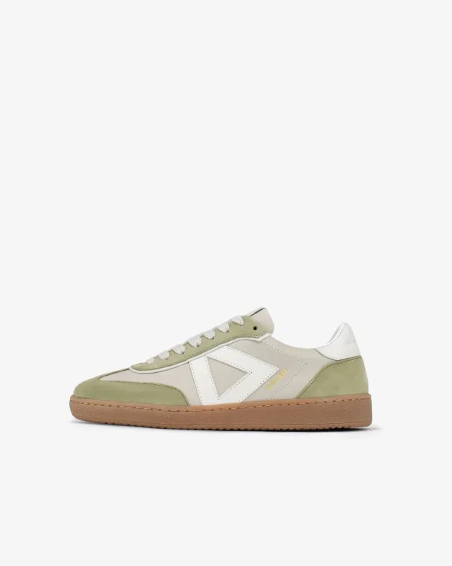 Hera Low Top Sneakers - Taupe Leather, Olive Green Suede & Stone Leather made by SANS MATIN