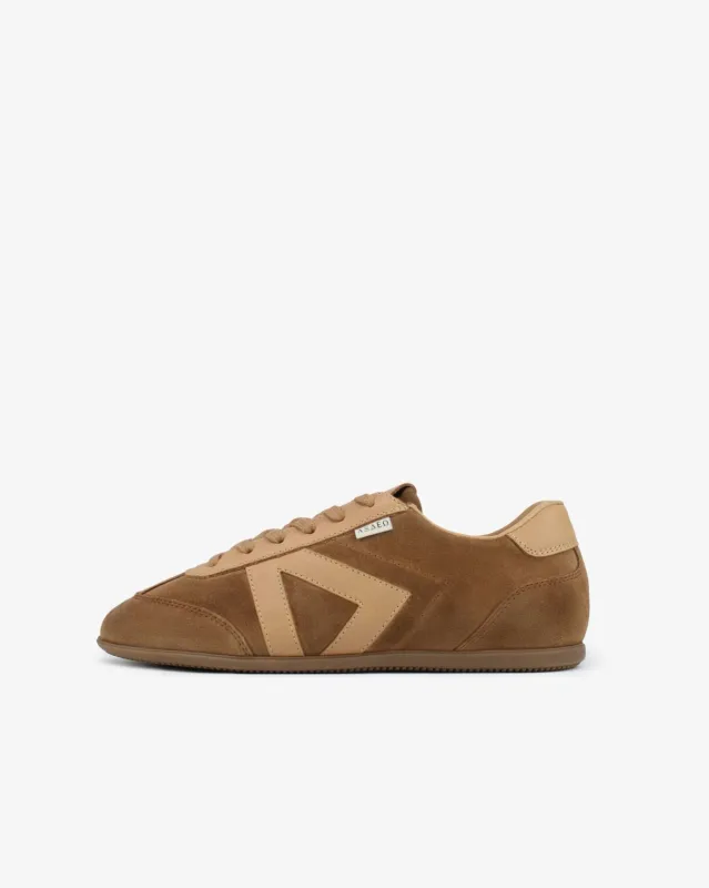 Iris Low Top Sneakers - Mocha Brown Suede & Leather made by SANS MATIN