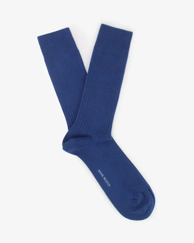 Organic Cotton Ribbed Socks - Royal Blue made by SANS MATIN