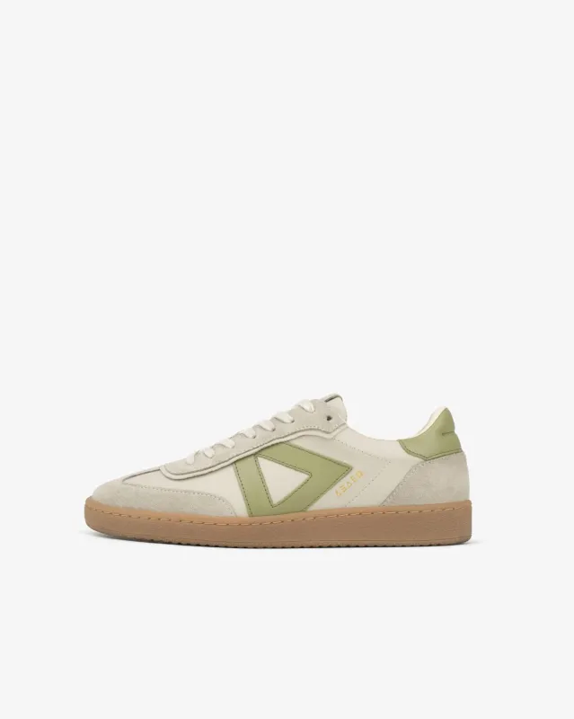 Hera Low Top Sneakers - Sand Leather, Suede & Olive Green Leather made by SANS MATIN
