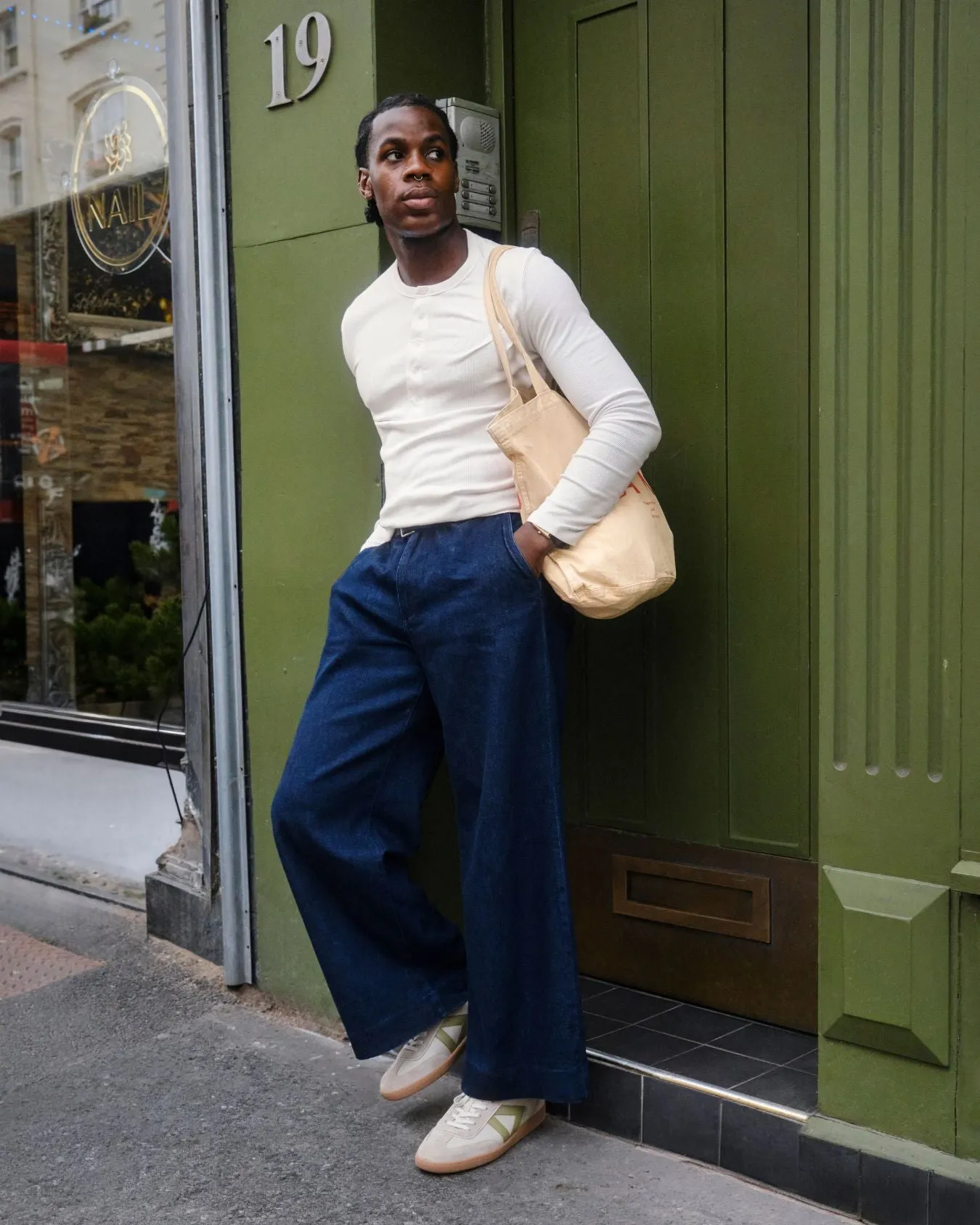 Hera Low Top Sneakers - Sand Leather, Suede & Olive Green Leather sold by SANS MATIN product image thumbnail 2