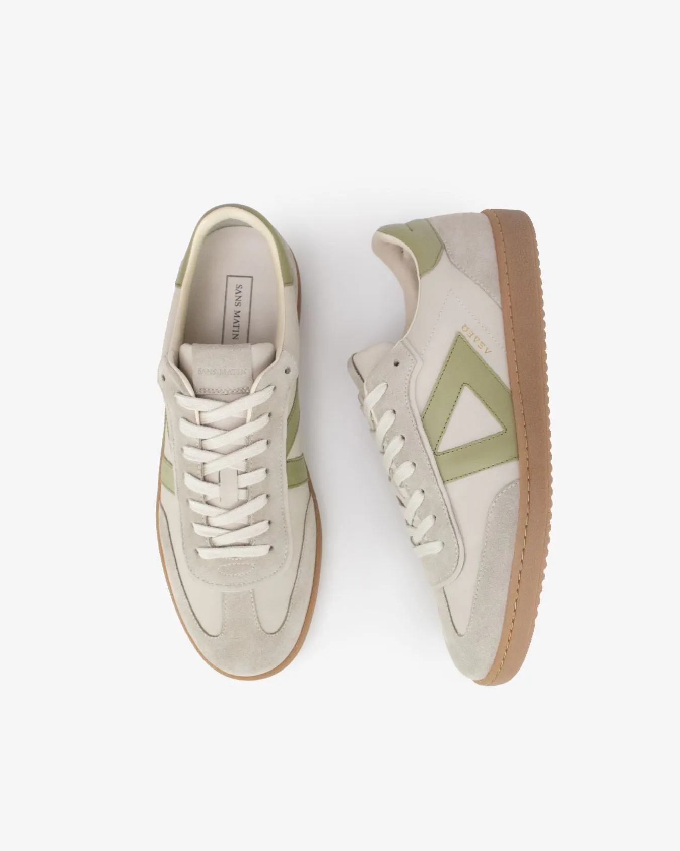 Hera Low Top Sneakers - Sand Leather, Suede & Olive Green Leather sold by SANS MATIN product image thumbnail 5