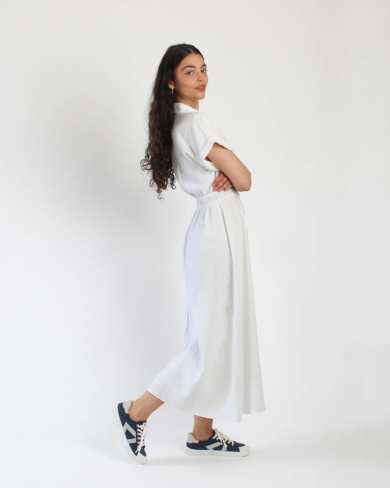 Helios Low Top Sneakers - Navy Canvas & Beige Leather sold by SANS MATIN product image thumbnail 2