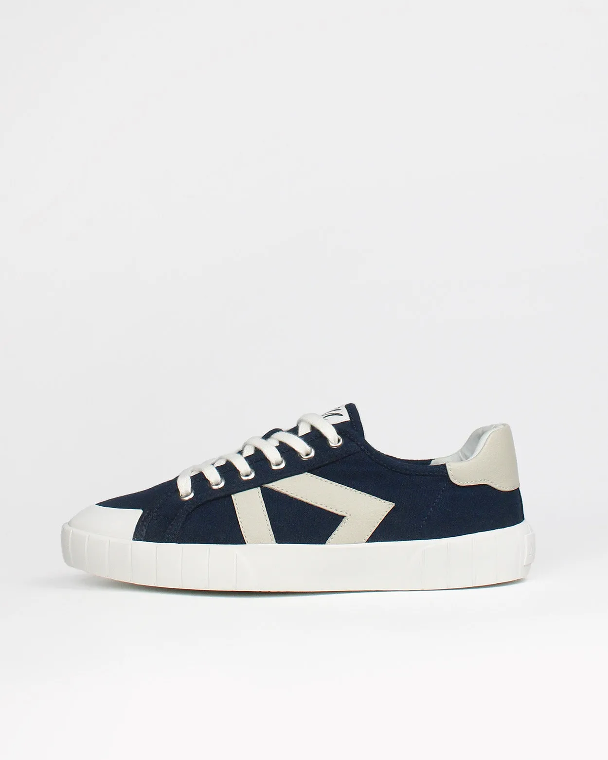 Helios Low Top Sneakers - Navy Canvas & Beige Leather sold by SANS MATIN